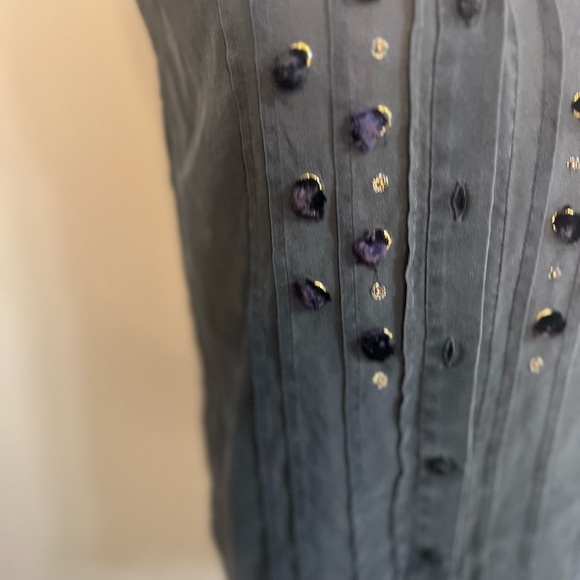 Maiyet Shirt Tail Top Blouse Blue Button
Up Sleeveless 38 Medium Silk - Picture 8 of 13